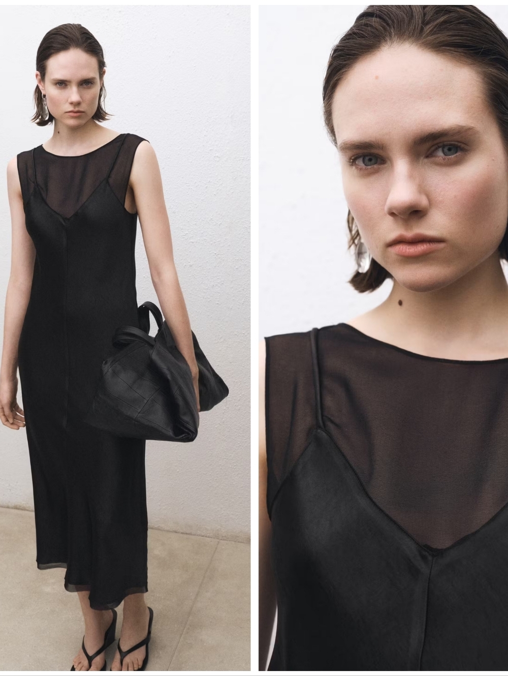 MANGO Contrasting Satin Dress